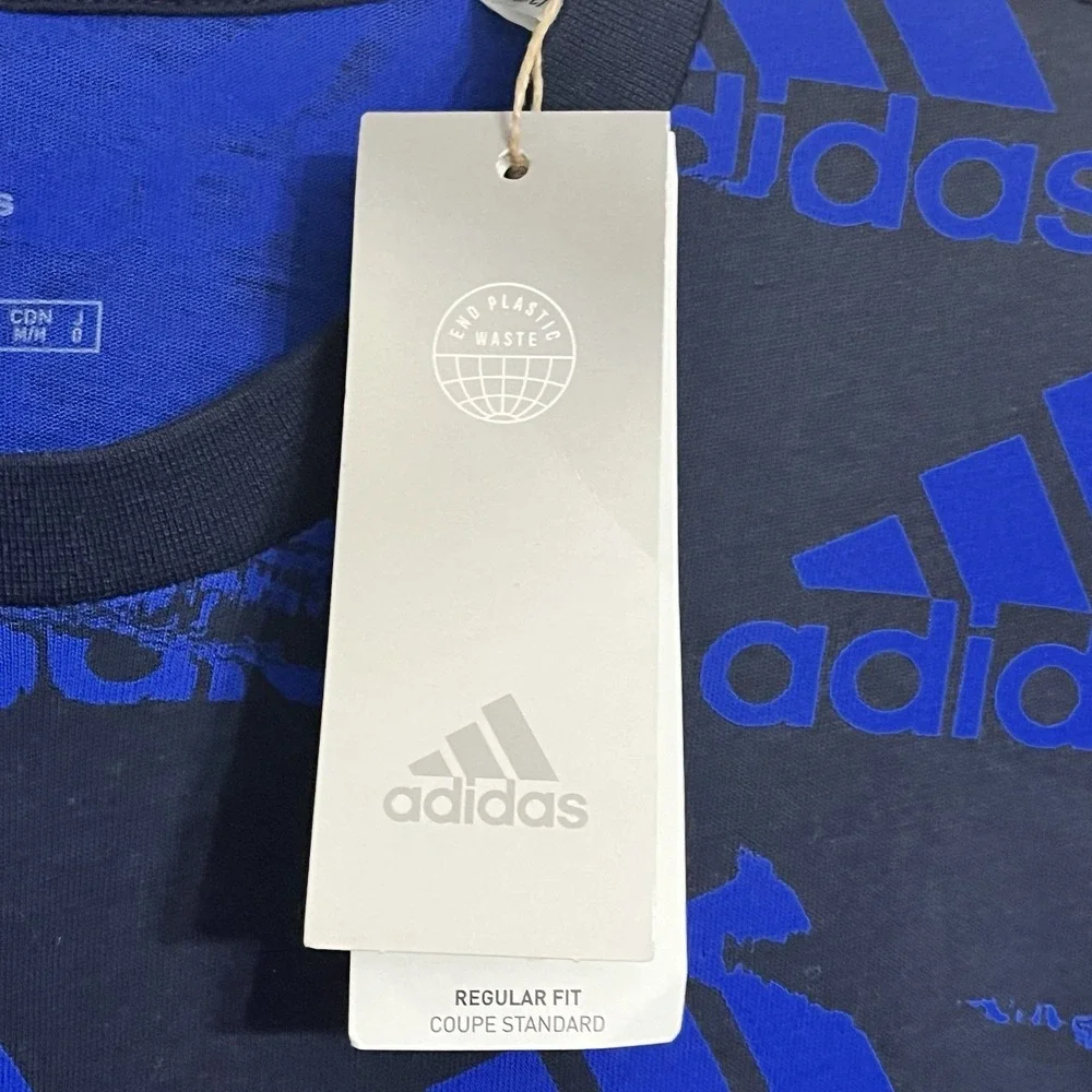 Adidas Essentials Brand love Tee T-shirt Blue & Black‎ Size Medium